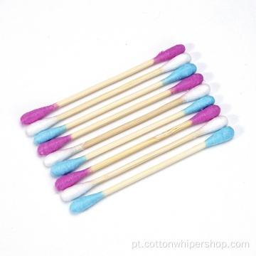 colorido swab de algodão de bambu duplo descartável